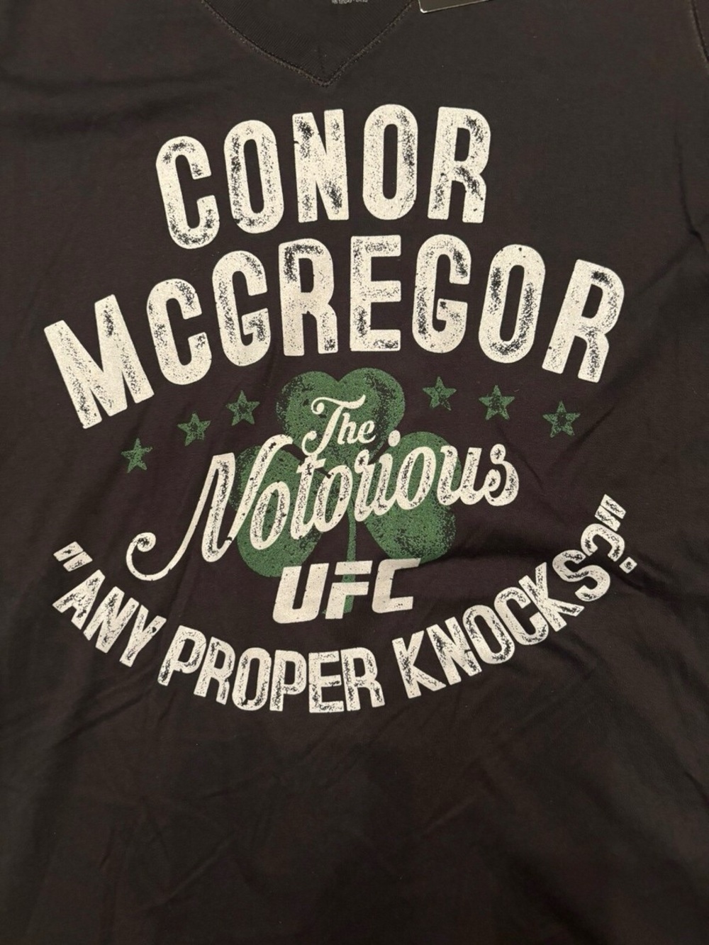🔥Conor McGregor UFC T-Shirt Women’s L Black The Notorious Any Proper Knocks NWT